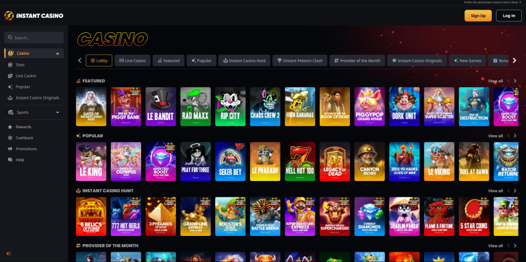 Instant Casino Casino Page
