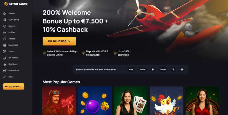Instant Casino Homepage