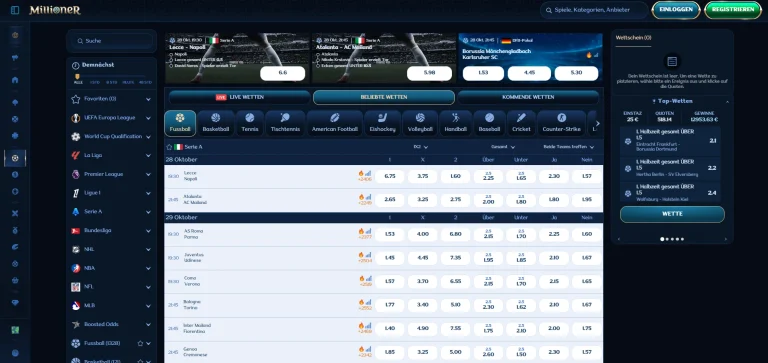 Millioner Casino Sportwetten