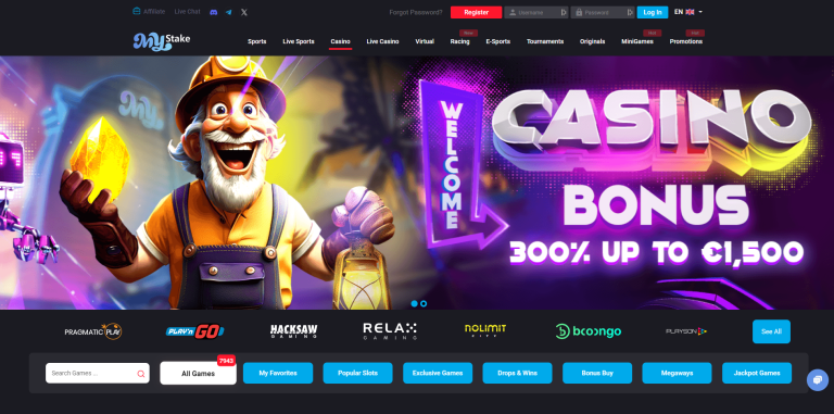 MyStake Casino Homepage