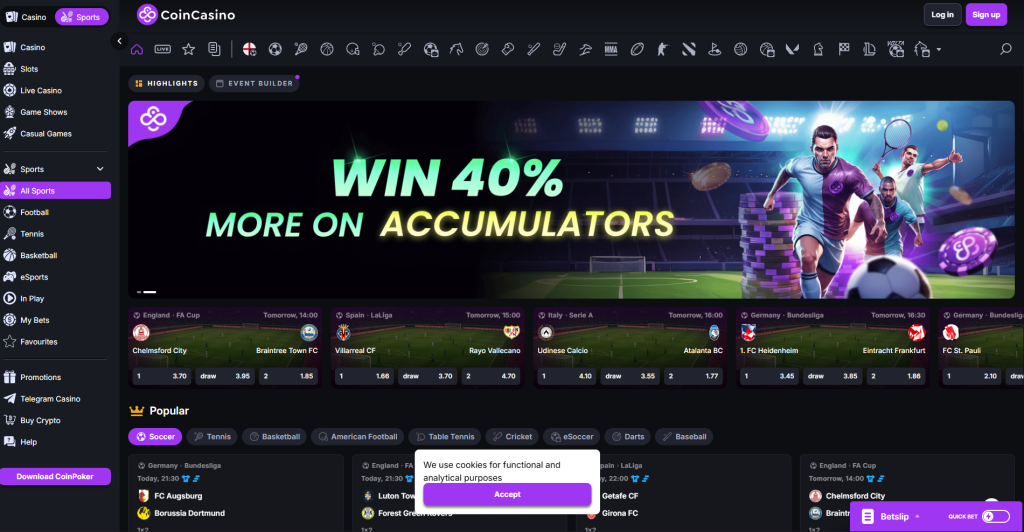 CoinCasino Betting Site (English)