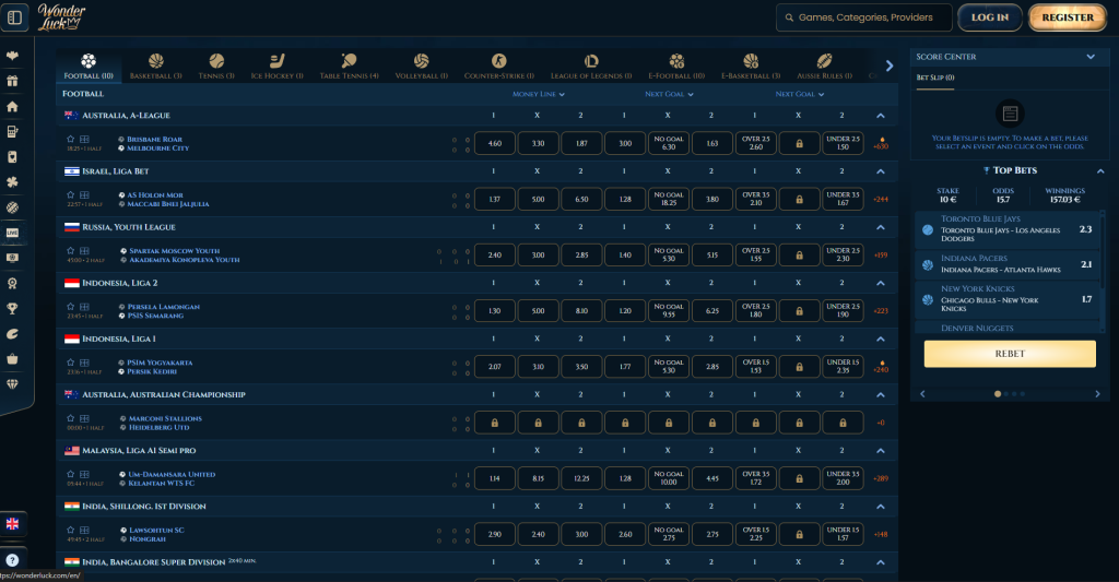 Wonderluck Betting Site (English)
