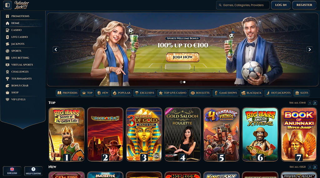 WonderLuck Casino Lobby (English)